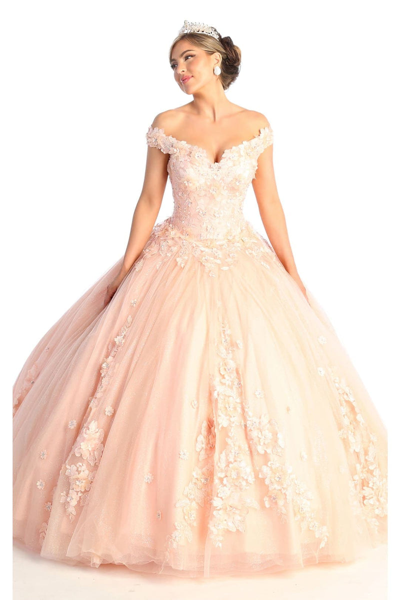 Layla K LK160 Floral Embroidered Glitter Sweet 16 Quince Ball Gown