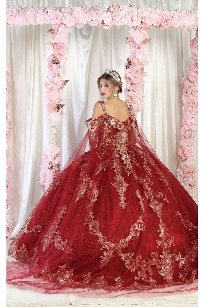 Layla K LK210 Quinceanera Gown with Cape Sleeve