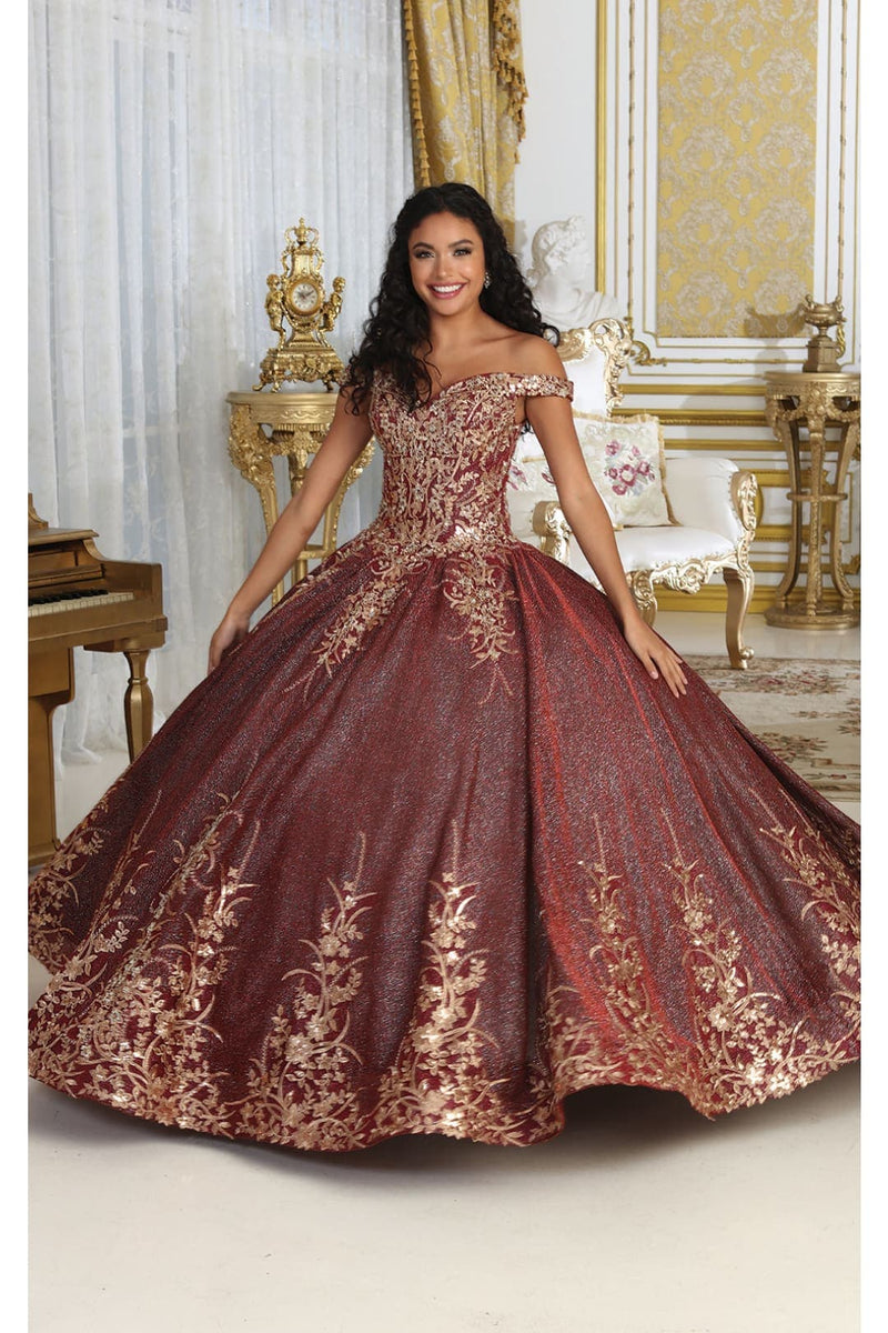 Layla K LK220 Off Shoulder Sparkling Lace Up Quinceanera Ball Gown