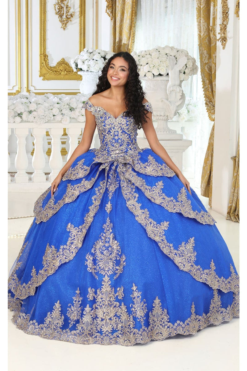 Layla K LK234 Glitter Mesh Embroidered Off Shoulder Ball Gown