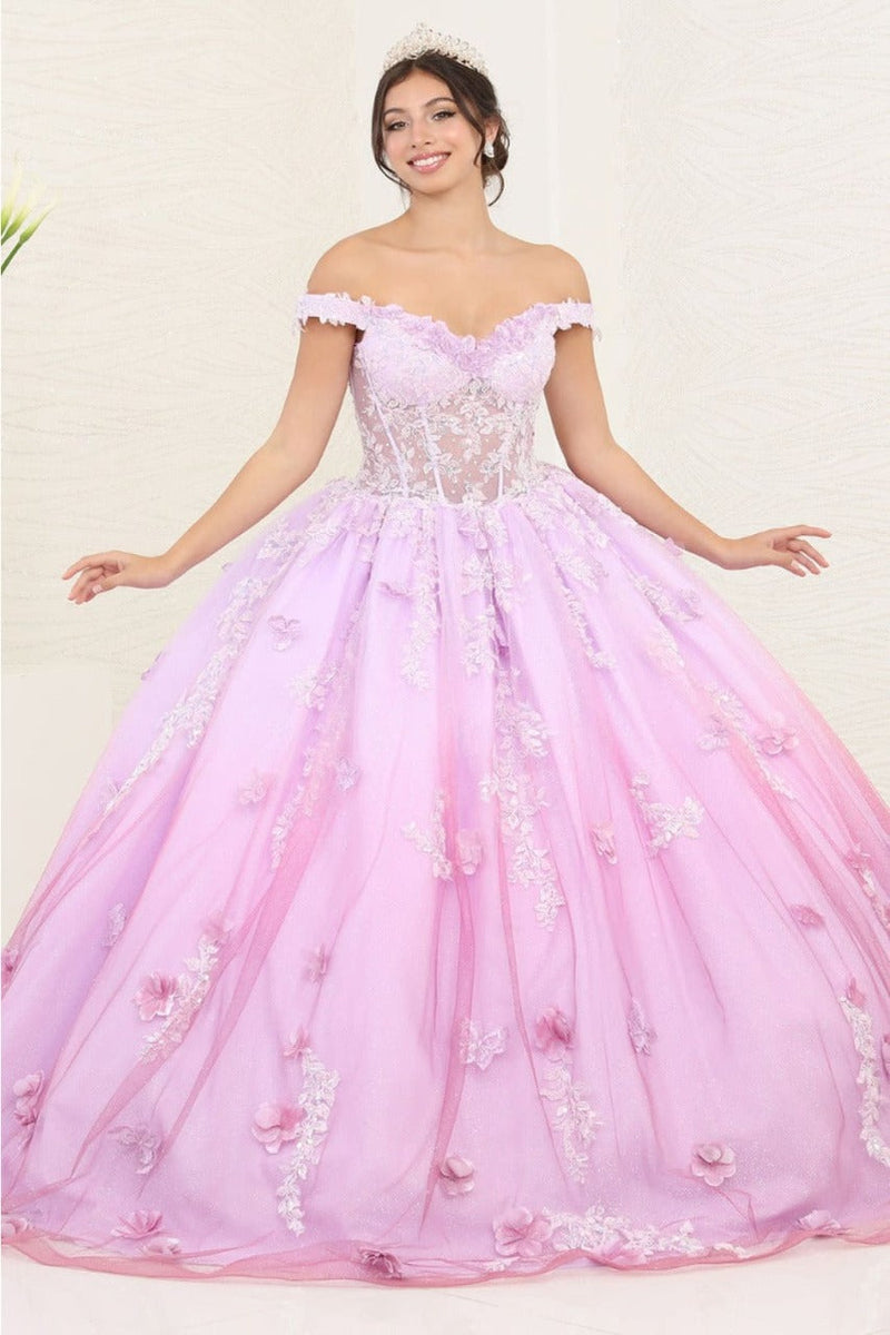 Layla K LK254 Off-Shoulder Glitter Embellished Lilac Quince Ball Gown