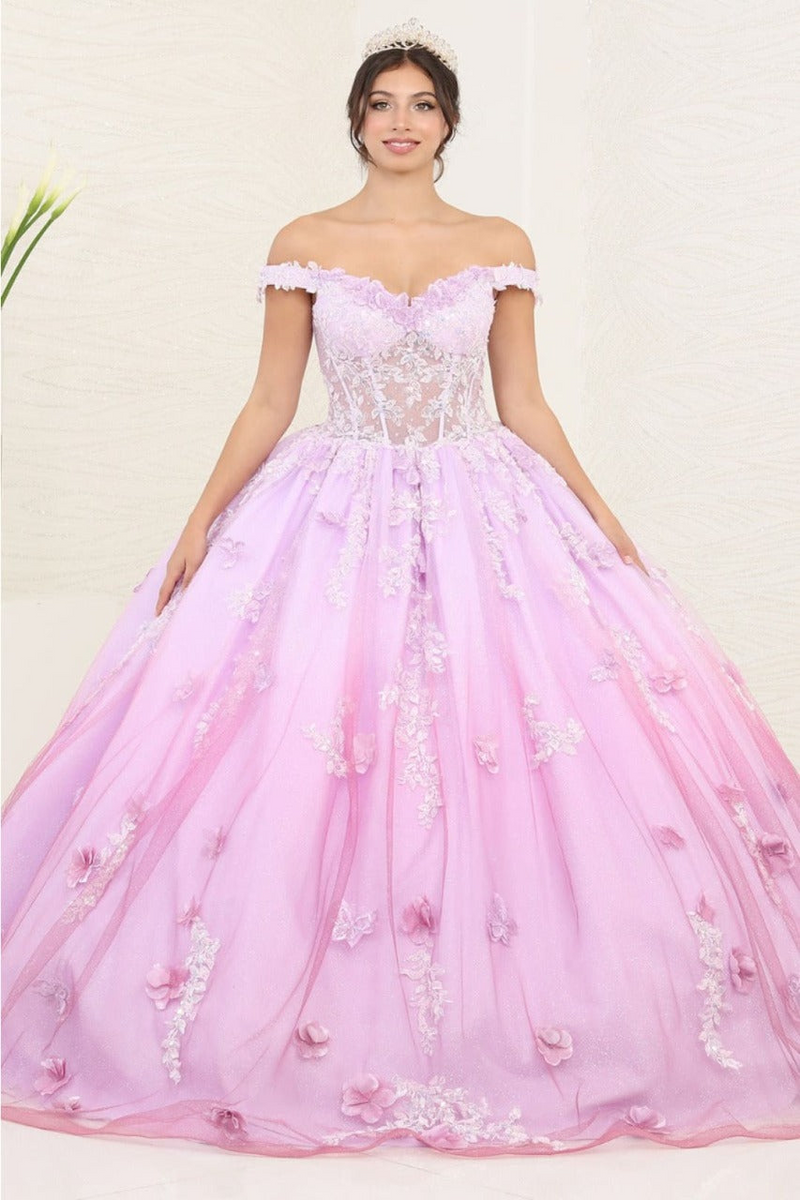 Layla K LK254 Off-Shoulder Glitter Embellished Lilac Quince Ball Gown