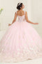 LK256 Sheer Bodice Floral Sleeveless Blush Quinceanera Gown