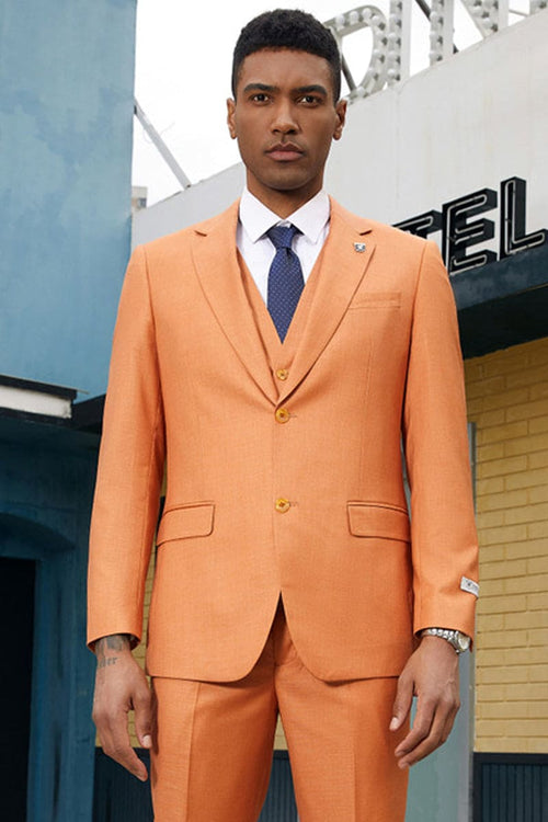 "Mens Stacy Adams Suit -Stacy Adams Suit Men's Fancy Two-Button Vested Suit in Orange"