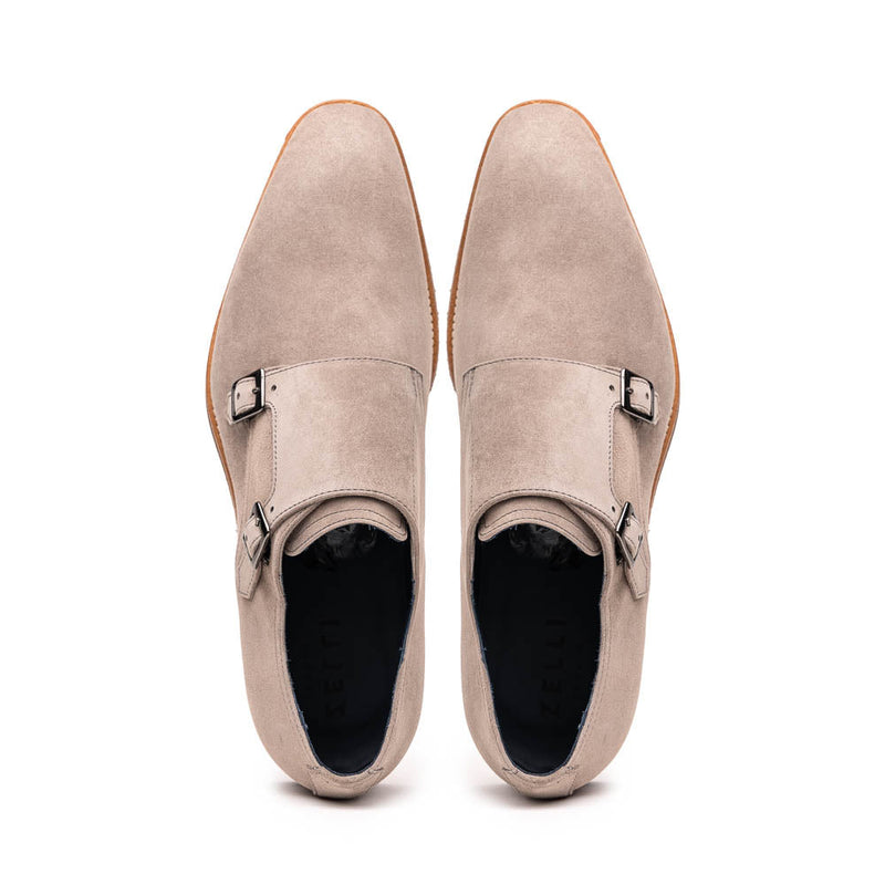 Zelli Legerra Double Monkstrap in Sand Suede Goatskin