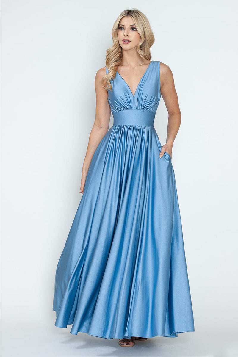 Lenovia 5232 Sleeveless Flared Simple Side Pocket Bridesmaids Dress