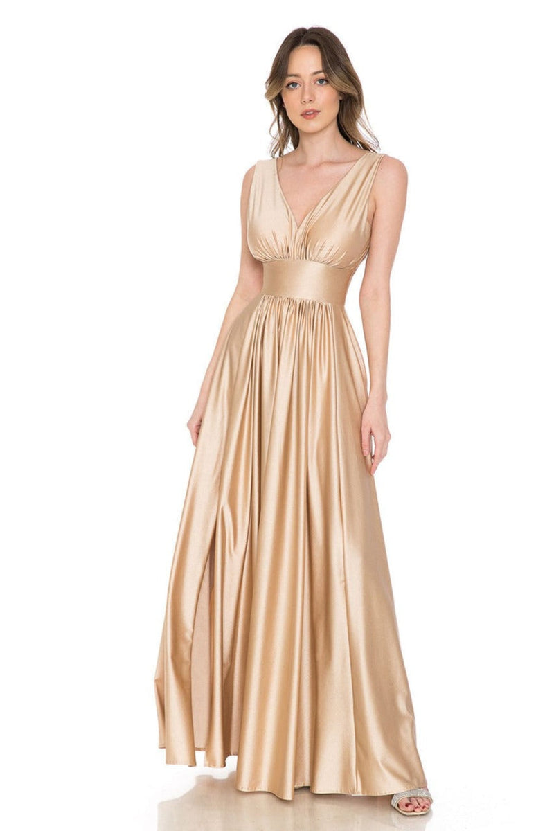 Lenovia 5232 Sleeveless Flared Simple Side Pocket Bridesmaids Dress