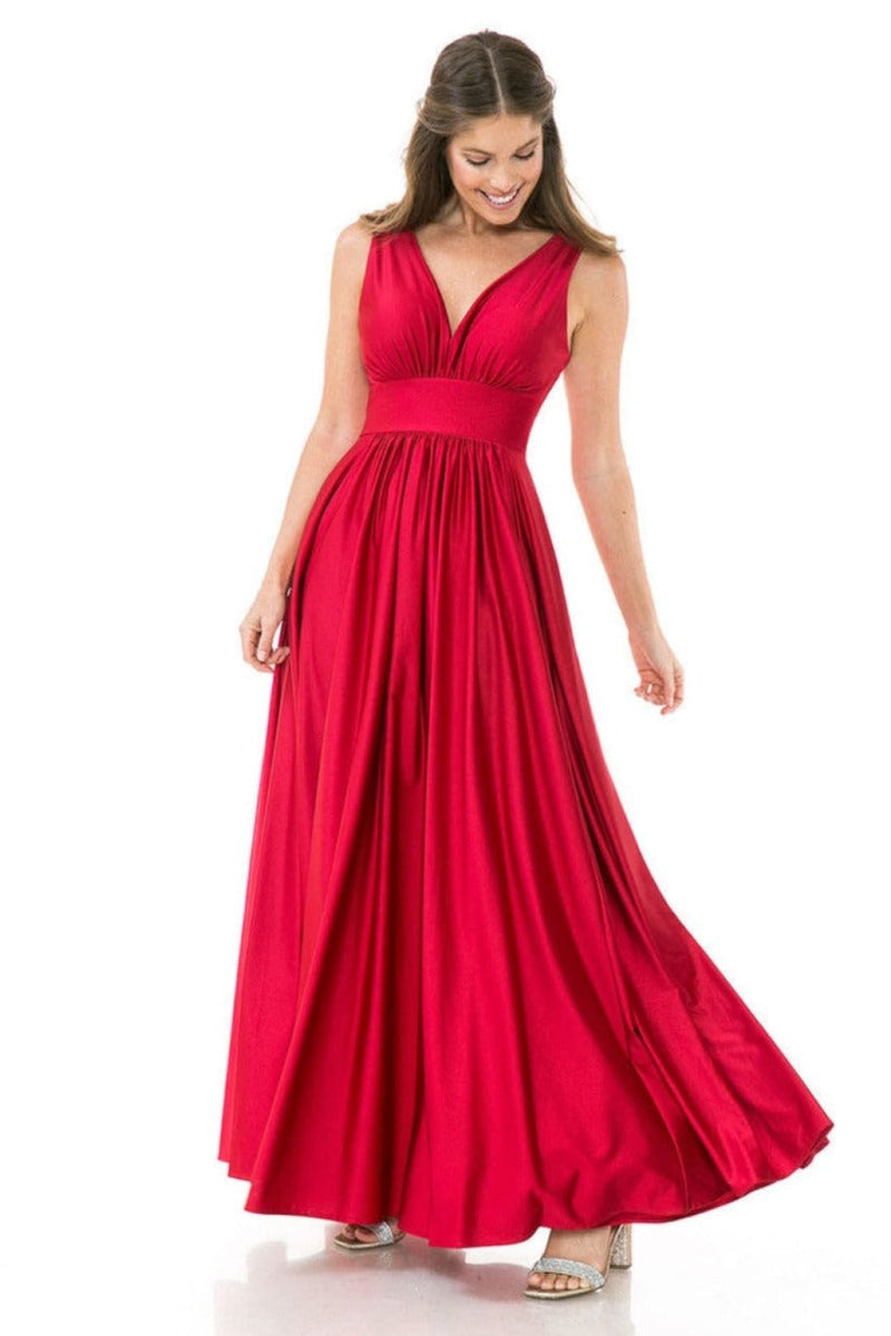 Lenovia 5232 Sleeveless Flared Simple Side Pocket Bridesmaids Dress