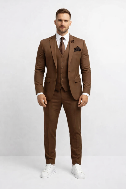 Light Brown Wedding Suit - Brown Groom Suit