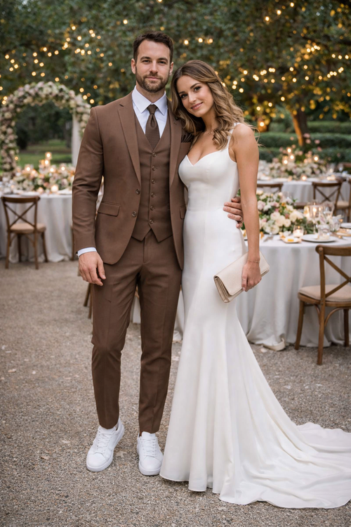 Light Brown Wedding Suit - Brown Groom Suit