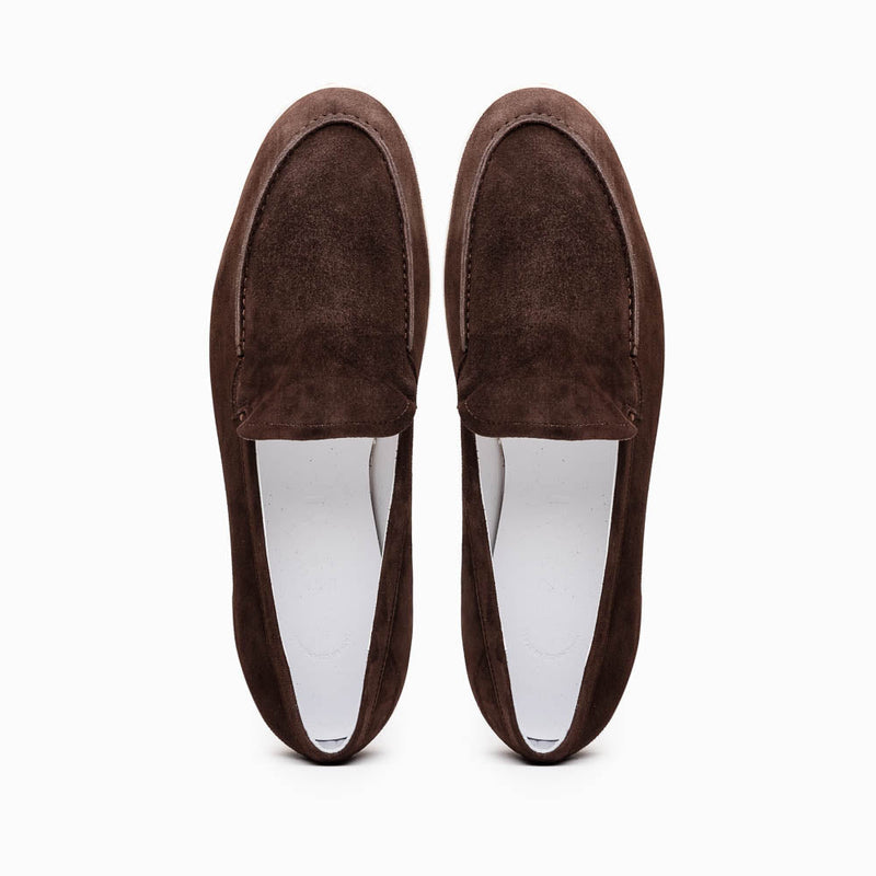 Zelli Livorno Sueded Italian Goatskin Slip-On Loafers in Brown