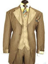 Beige Pinstripe Suit - AlbertoNardoniStore