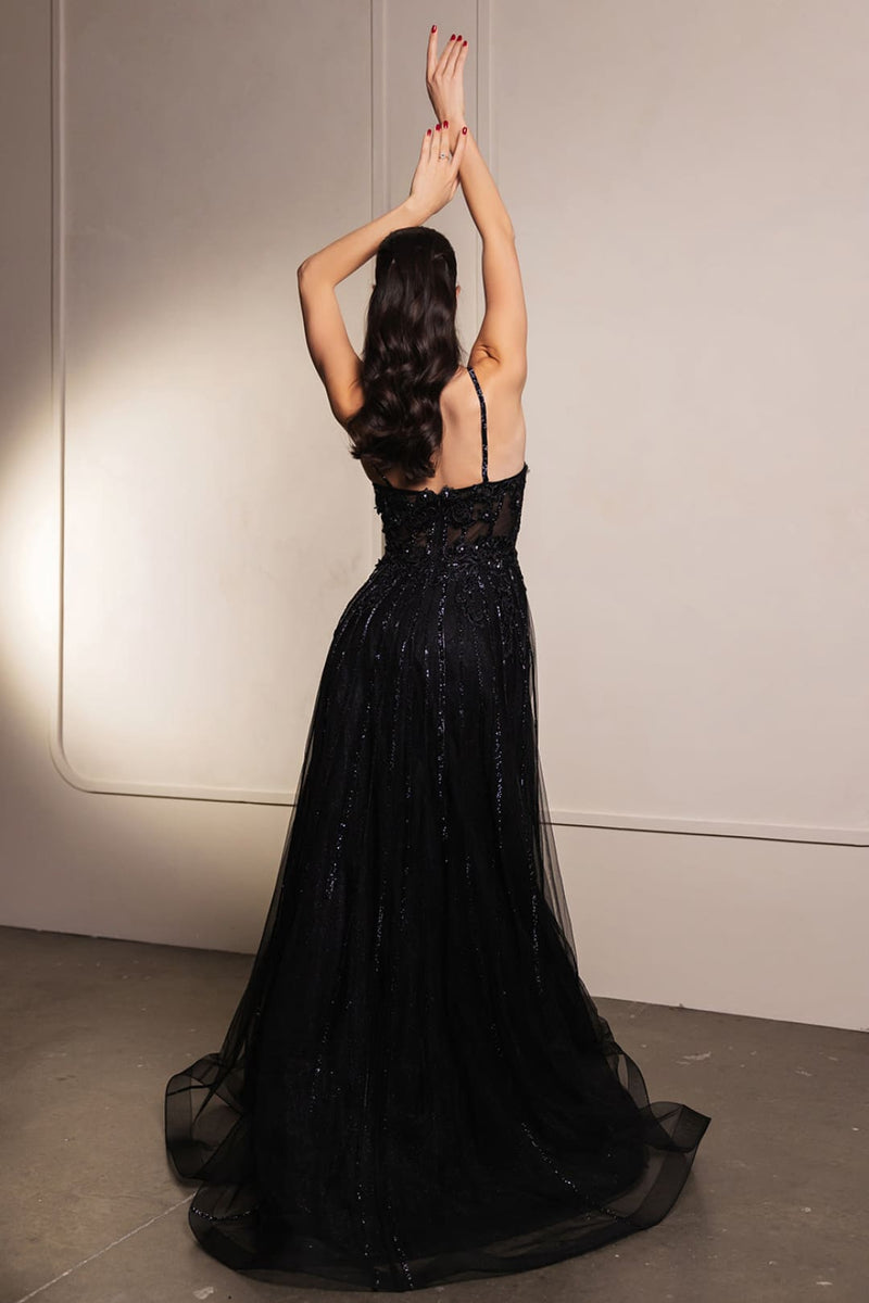 Long Evening Dress V-Neck Sequin A-Line Gown By Royal Queen RQ8143