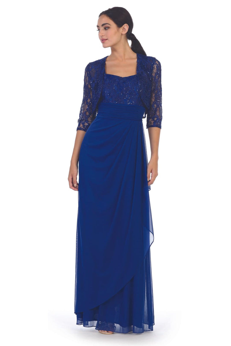 Eva USA 3094 Long Mother Of The Bride Lace Chiffon Jacket Dress
