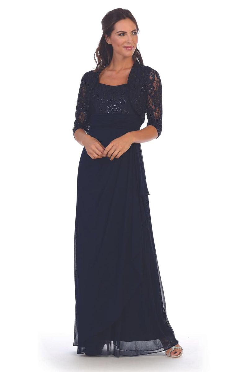 Eva USA 3094 Long Mother Of The Bride Lace Chiffon Jacket Dress