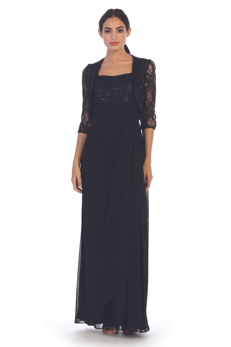 Eva USA 3094 Long Mother Of The Bride Lace Chiffon Jacket Dress