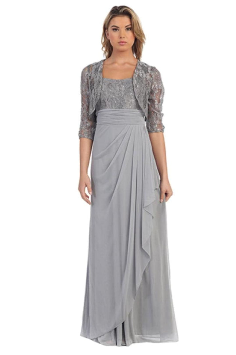 Eva USA 3094 Long Mother Of The Bride Lace Chiffon Jacket Dress