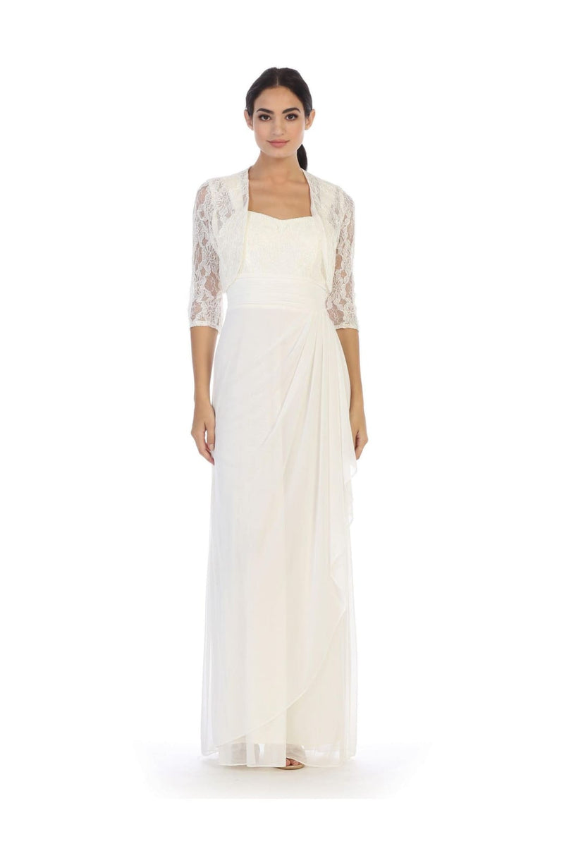Eva USA 3094 Long Mother Of The Bride Lace Chiffon Jacket Dress