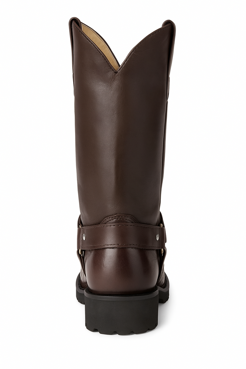 Los Altos Boot - Los Altos Cowboy Boots - Men's Biker Design Genuine Leather Caiman Tail Western Boots with Industrial Sole