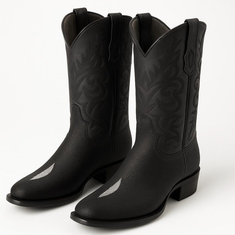 Los Altos Boots Men's Single Stone Stingray Square 7-Toe Cowboy Botas de mantarraya - Mantarraya boots