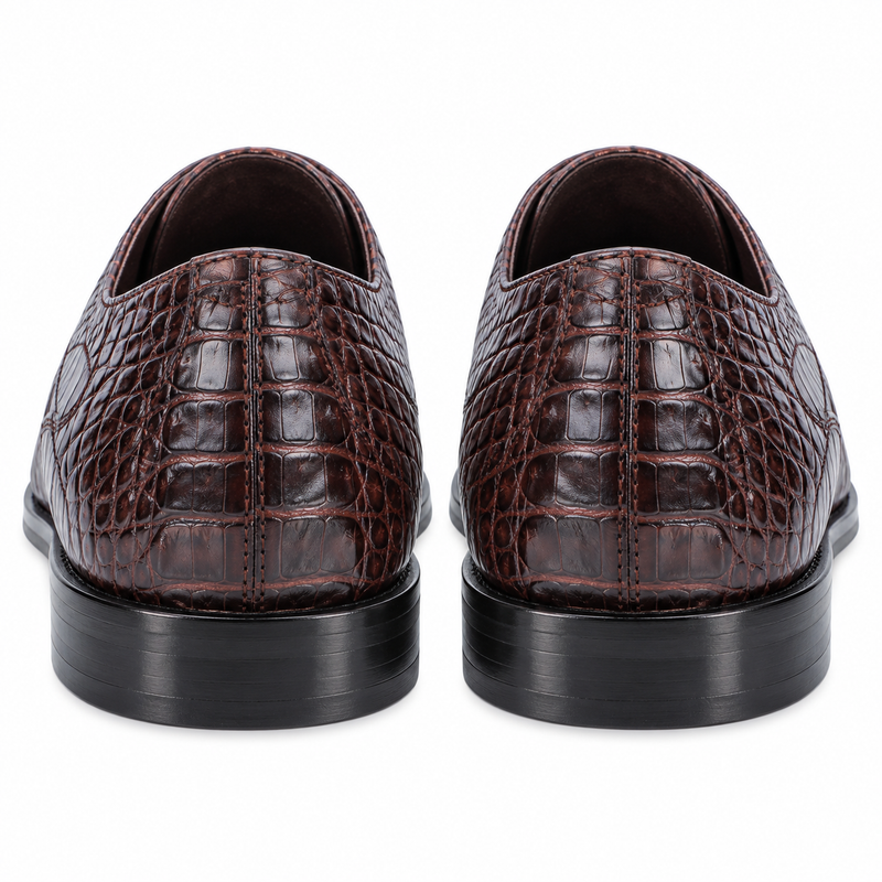 Los Altos Men's Brown Crocodile Shoes Italian Toe Gator Shoes