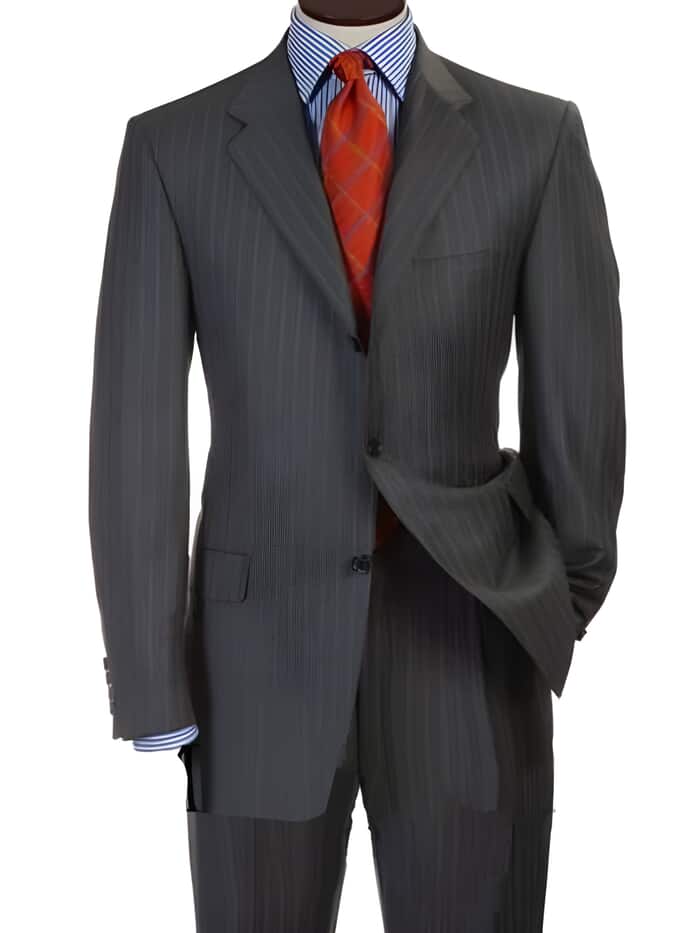 Luxurious High End Side Vented Men'S 3 Buttons Super 150'S Conservative Charcoal - Color: Dark Grey Suit - 100% Percent Wool Fabric Suit - Worsted Wool Business Suit main image 1