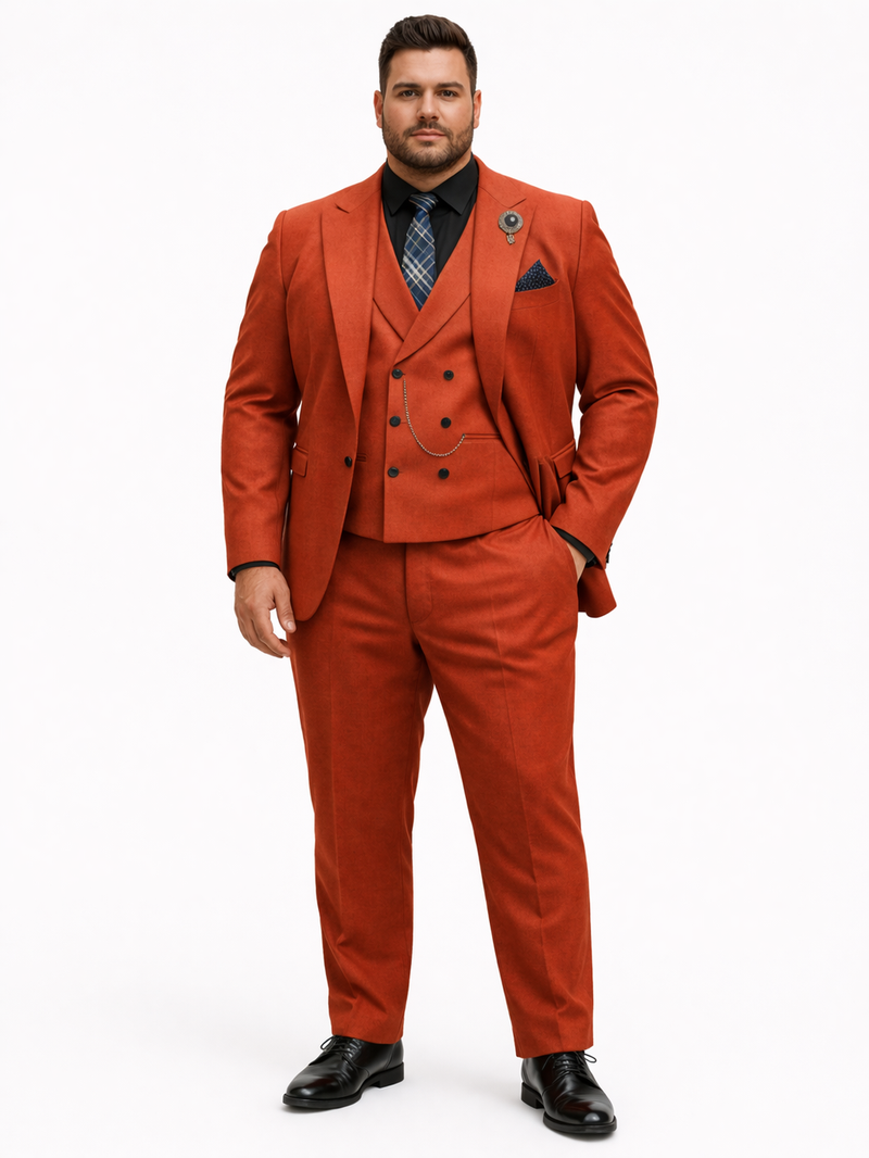 Luxury Mens Red Suit with Vest“ Modern Formal Attire