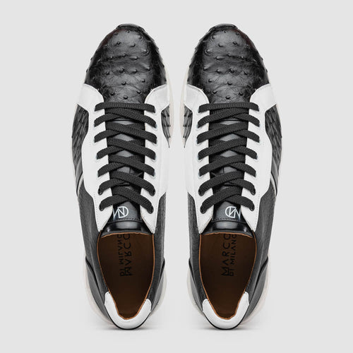 Marco_Di_Milano Lyon II: Black & White Leather Luxury Shoe