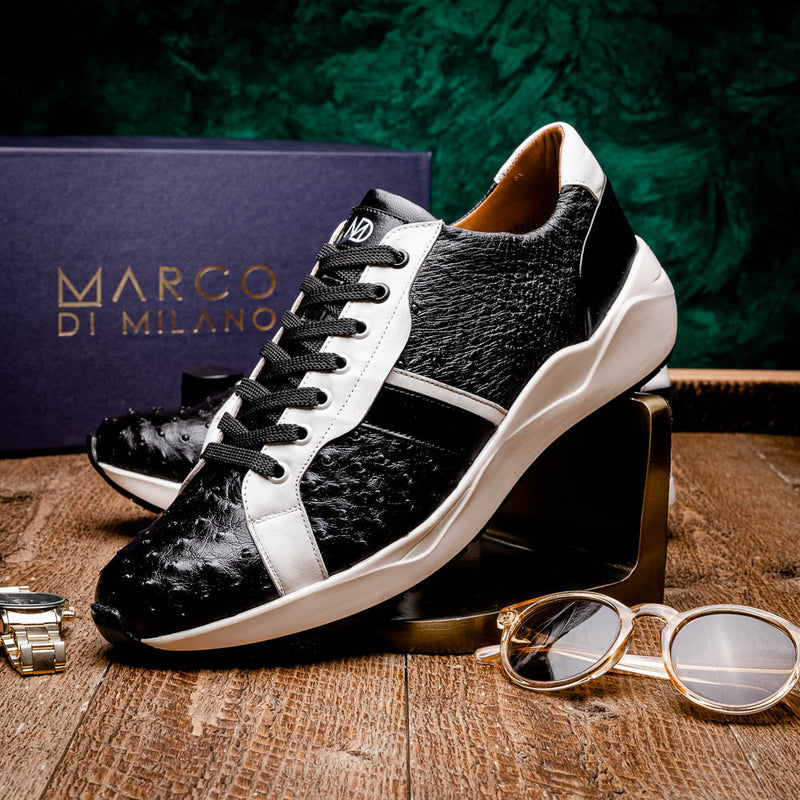 Marco_Di_Milano Lyon II: Black & White Leather Luxury Shoe