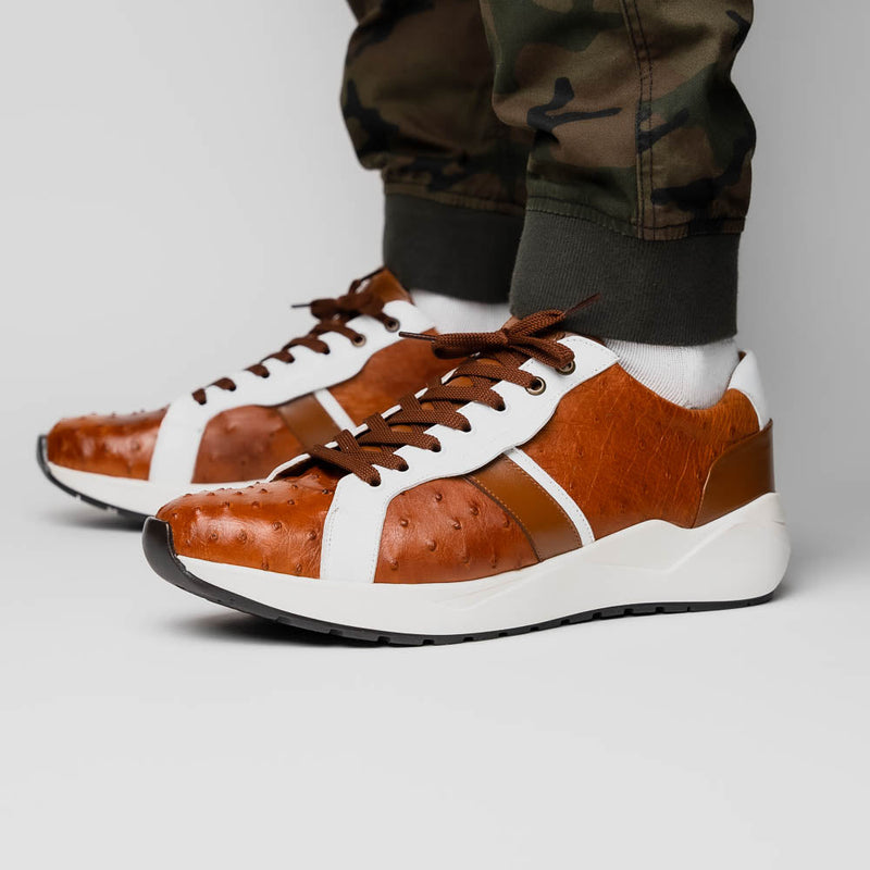 Marco Di Milano Lyon II: Brandy & White Leather Dress Shoe