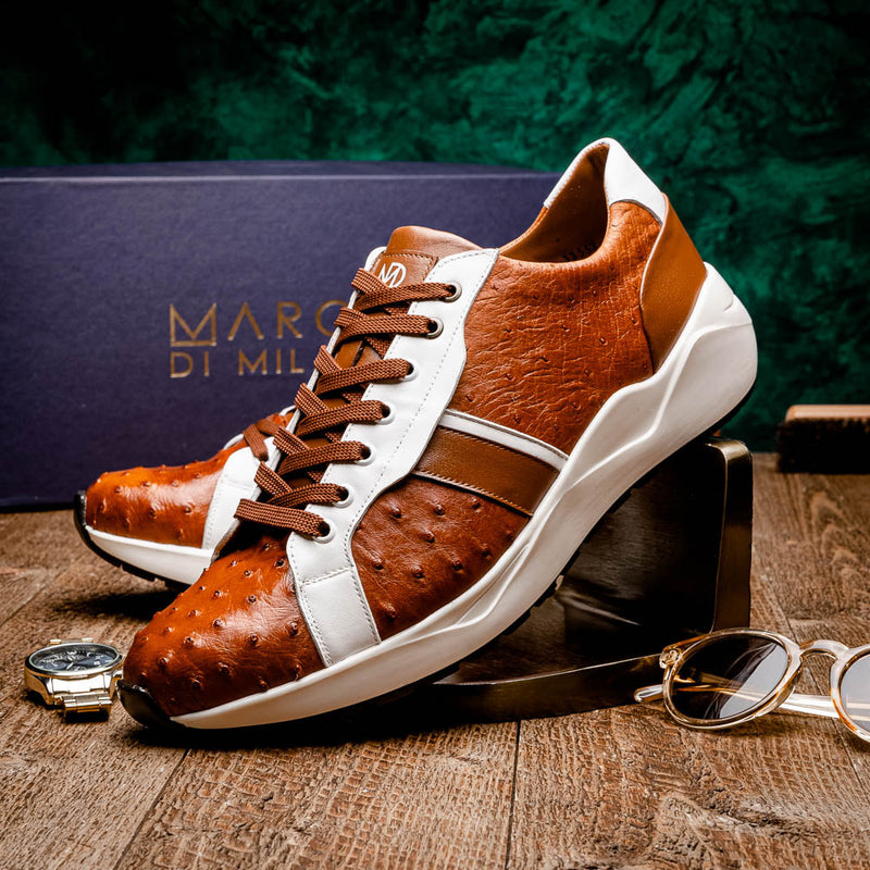 Marco Di Milano Lyon II: Brandy & White Leather Dress Shoe