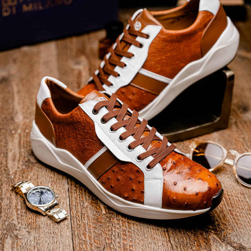 Marco Di Milano Lyon II: Brandy & White Leather Dress Shoe