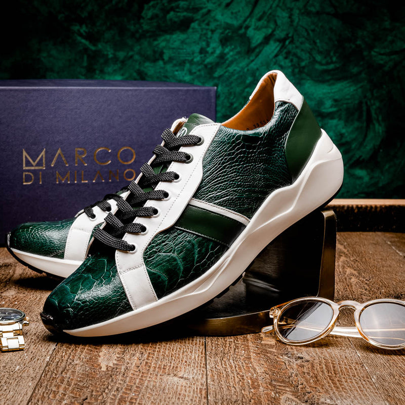 Marco Di Milano Lyon - Green & White Leather Loafers