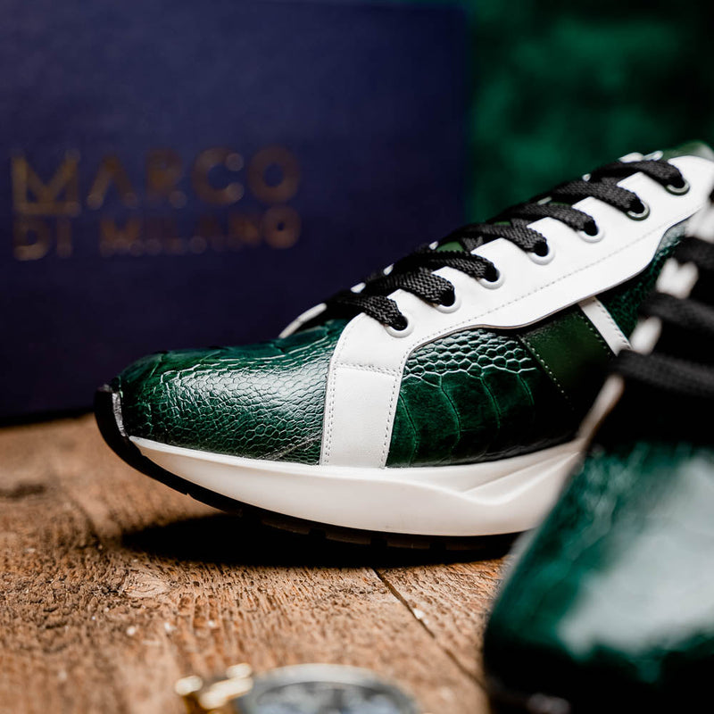 Marco Di Milano Lyon - Green & White Leather Loafers