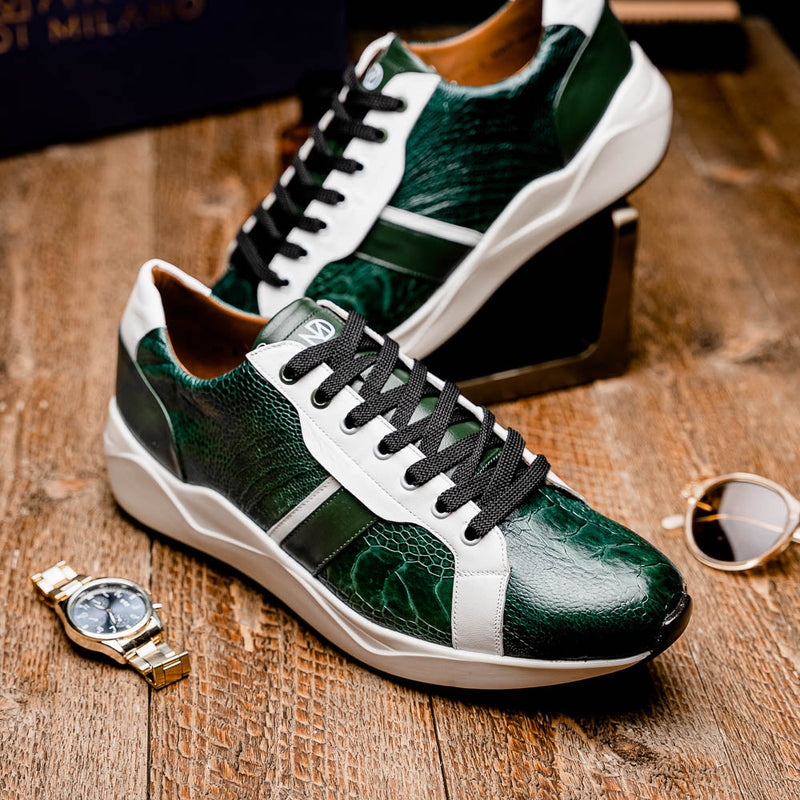 Marco Di Milano Lyon - Green & White Leather Loafers