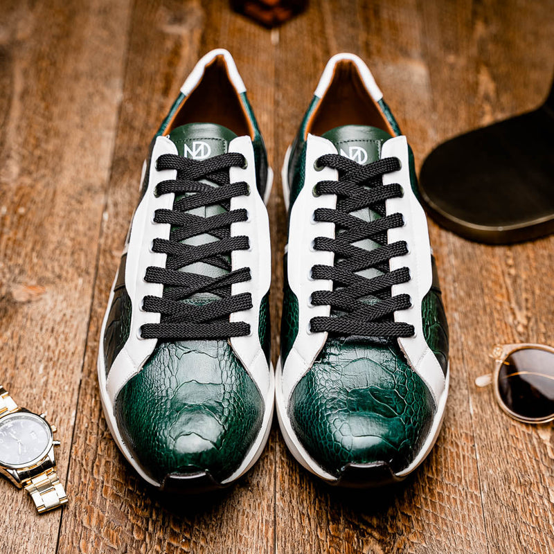 Marco Di Milano Lyon - Green & White Leather Loafers