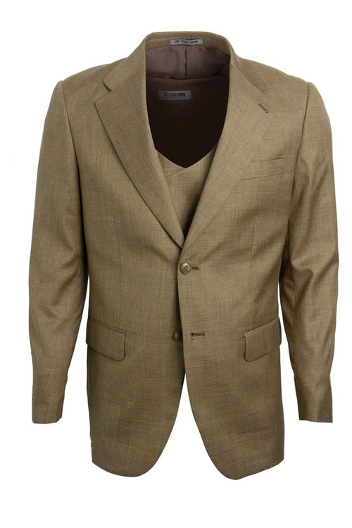 Mens Stacy Adams Suit - Stacy Adams Sharkskin Suit - Men's Two Button Vested in Light Mustard