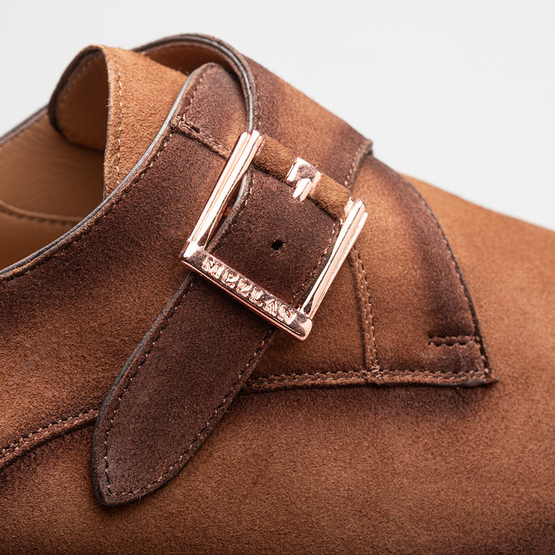 Mezlan Albini Suede Monk Strap - Luxury Italian Loafer