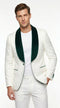 Menâs Ivory and Green Tuxedo Jacket with Velvet Shawl Lapel, Formal Wedding Dinner Blazer