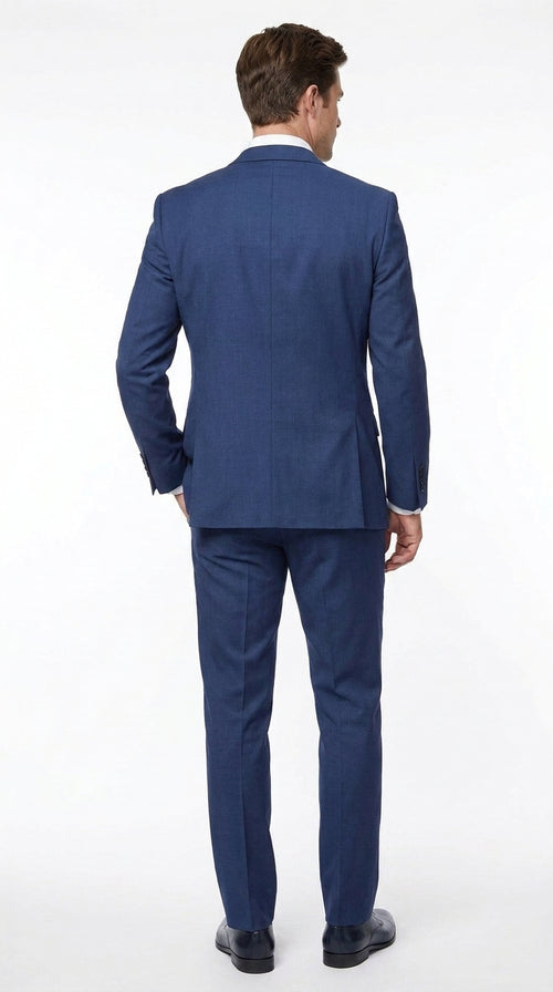 Men’s Big and Tall Indigo Blue 3 Piece Suit, Extra Long Modern Fit Wedding Business Formal Suit