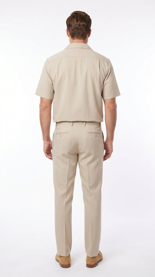 Men’s Big and Tall Cream Walking Suit, Short Sleeve Shirt and Matching Pants 4XL 5XL 6XL 7XL 8XL