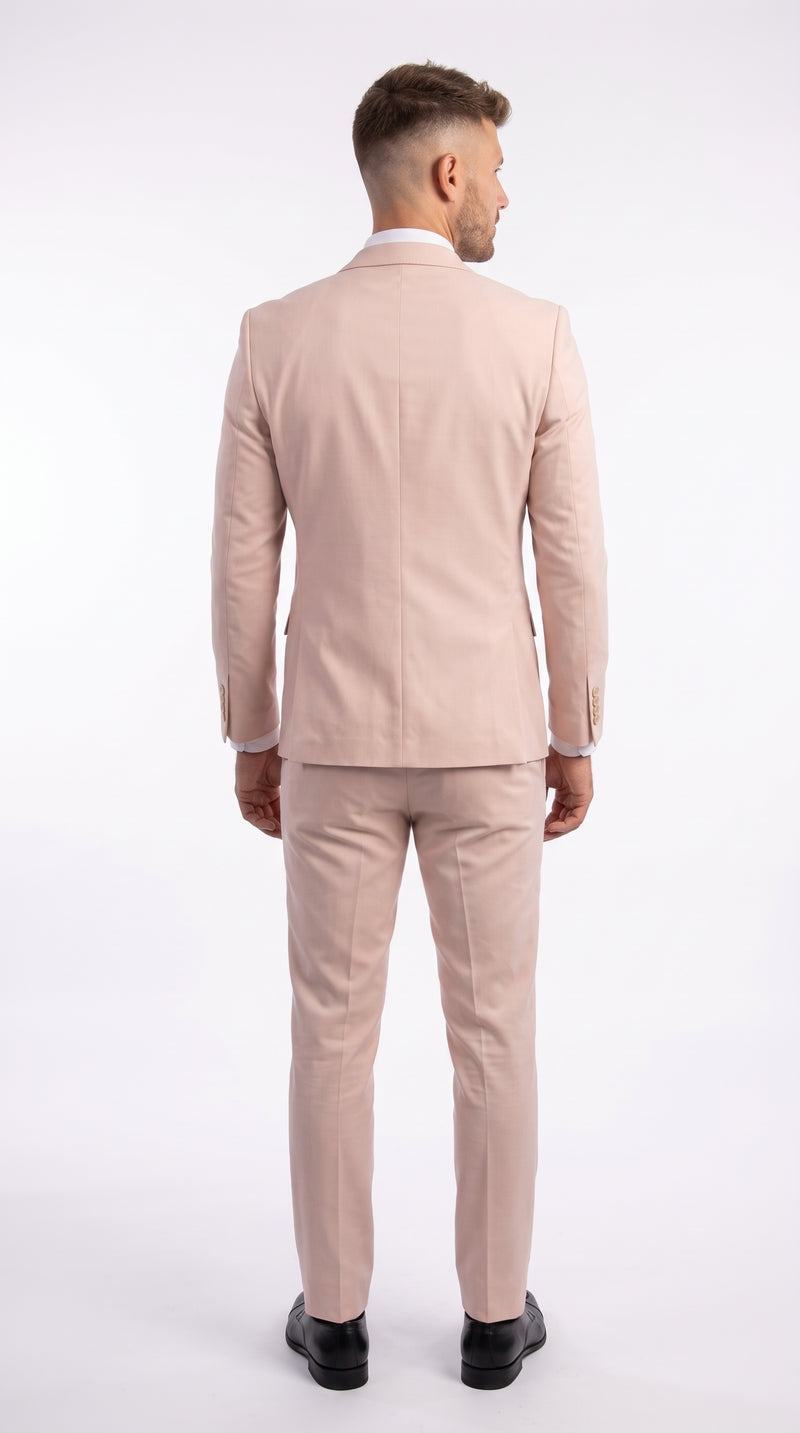 Men’s Blush Pink 1 Button Peak Lapel Suit, Wedding and Prom Formal Suit