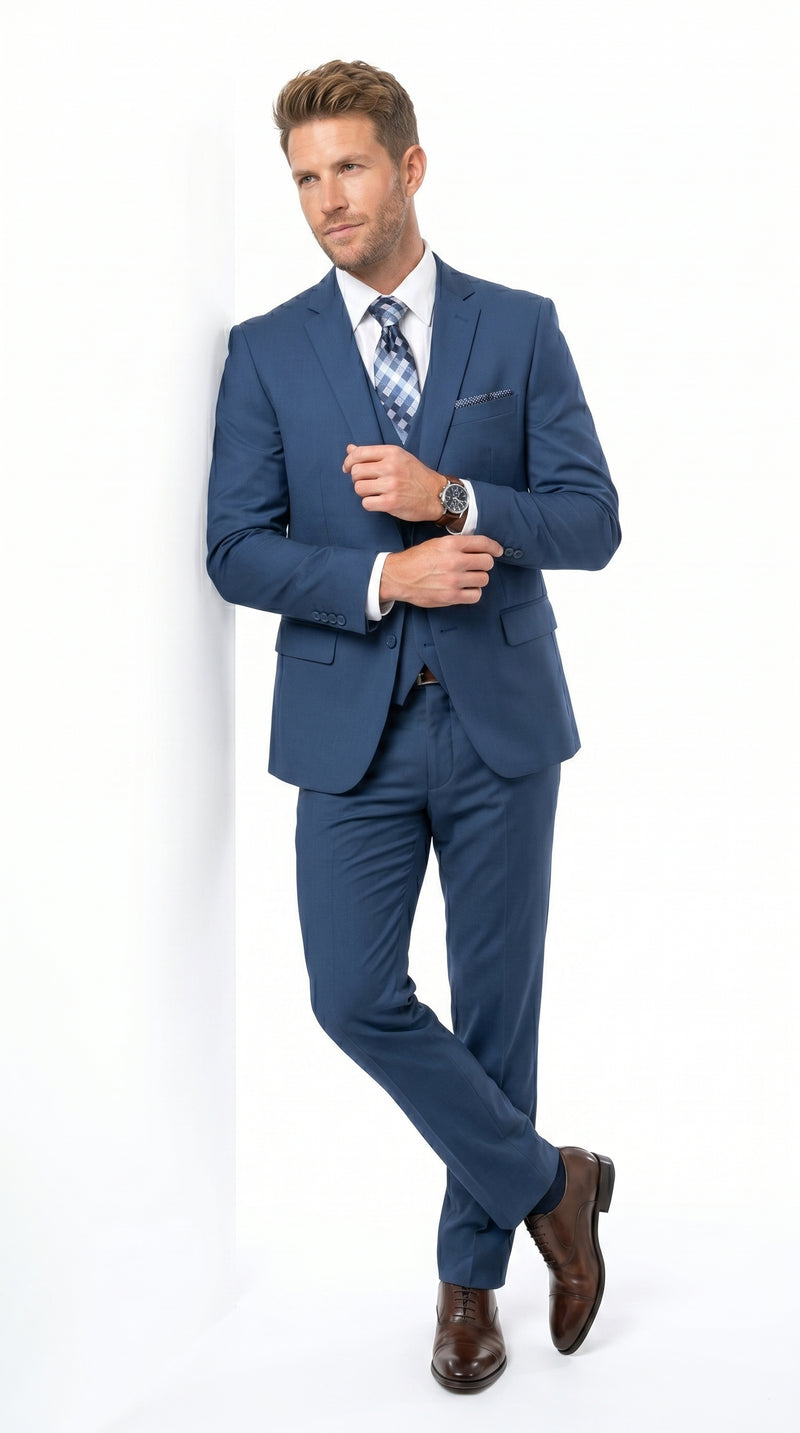 Statement Men's Sapphire 100% Wool Slim Fit Suits