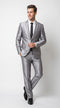 Menās Silver Sharkskin 2 Piece Suit, Italian Styled Formal Wedding Prom Dress Suit