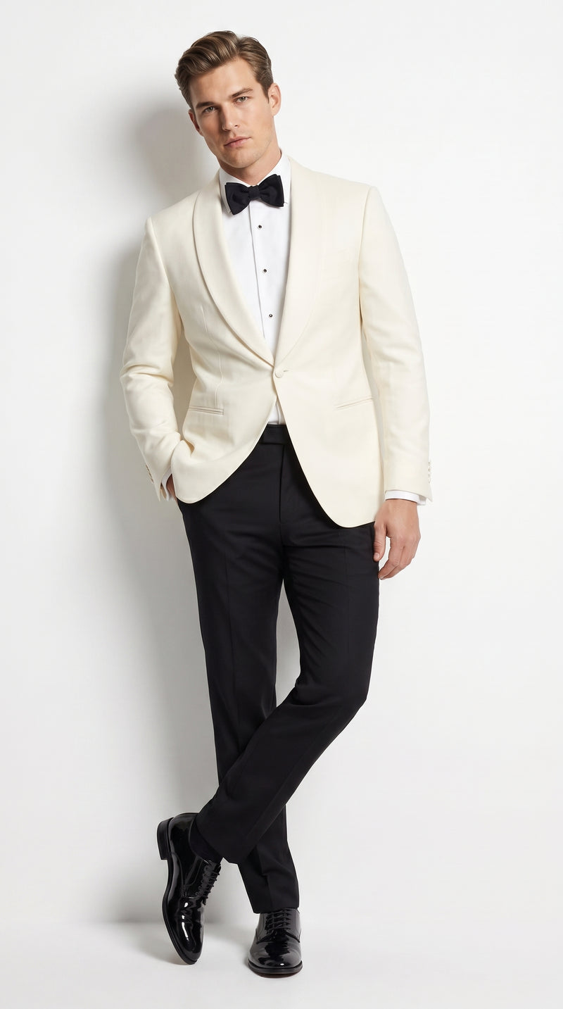Men's James Bond Outfit Dinner Two Piece Ivory Tuxedo