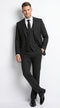 Menâs Black 2 Button Gangster Pinstripe Suit with Vest, Mobster Mafia Style Formal Suit
