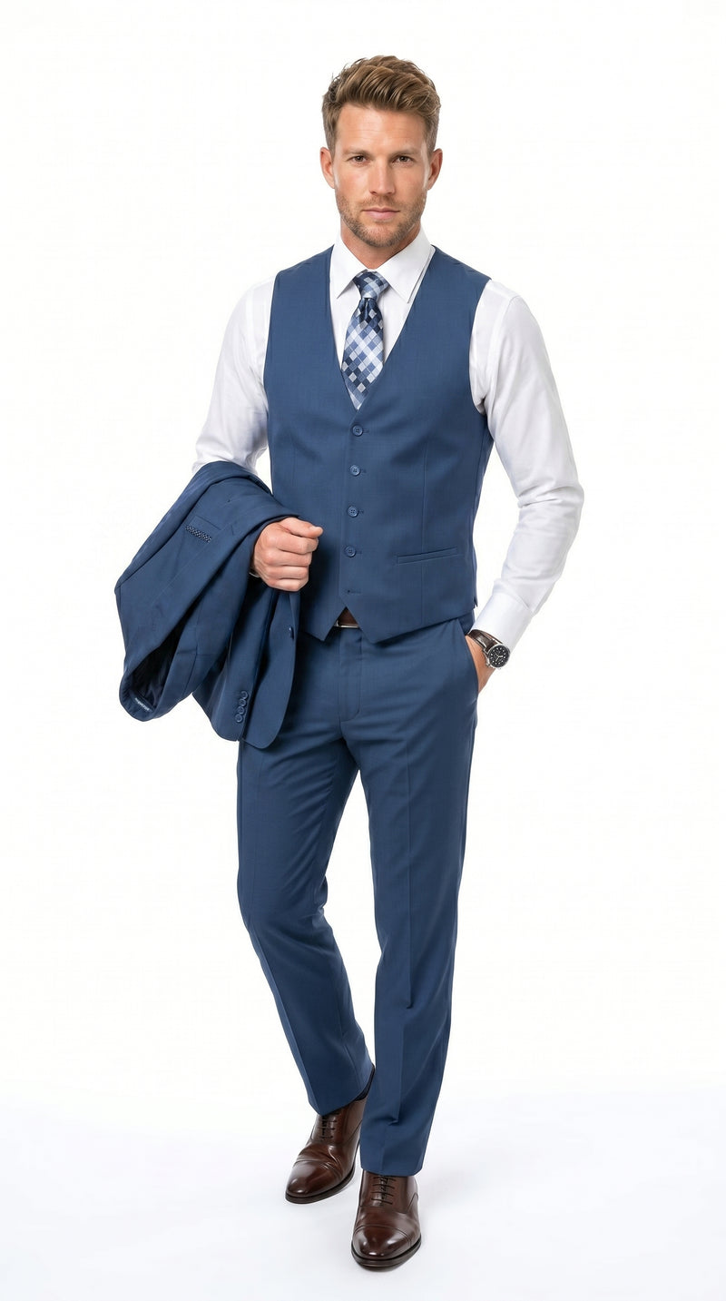 Statement Men's Sapphire 100% Wool Slim Fit Suits