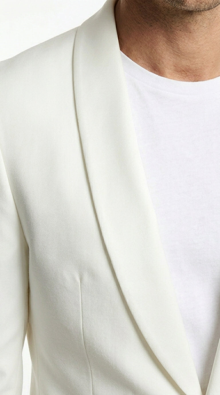 Men’s White Dinner Jacket with Shawl Lapel, Affordable Formal Tuxedo Blazer for Wedding and Prom