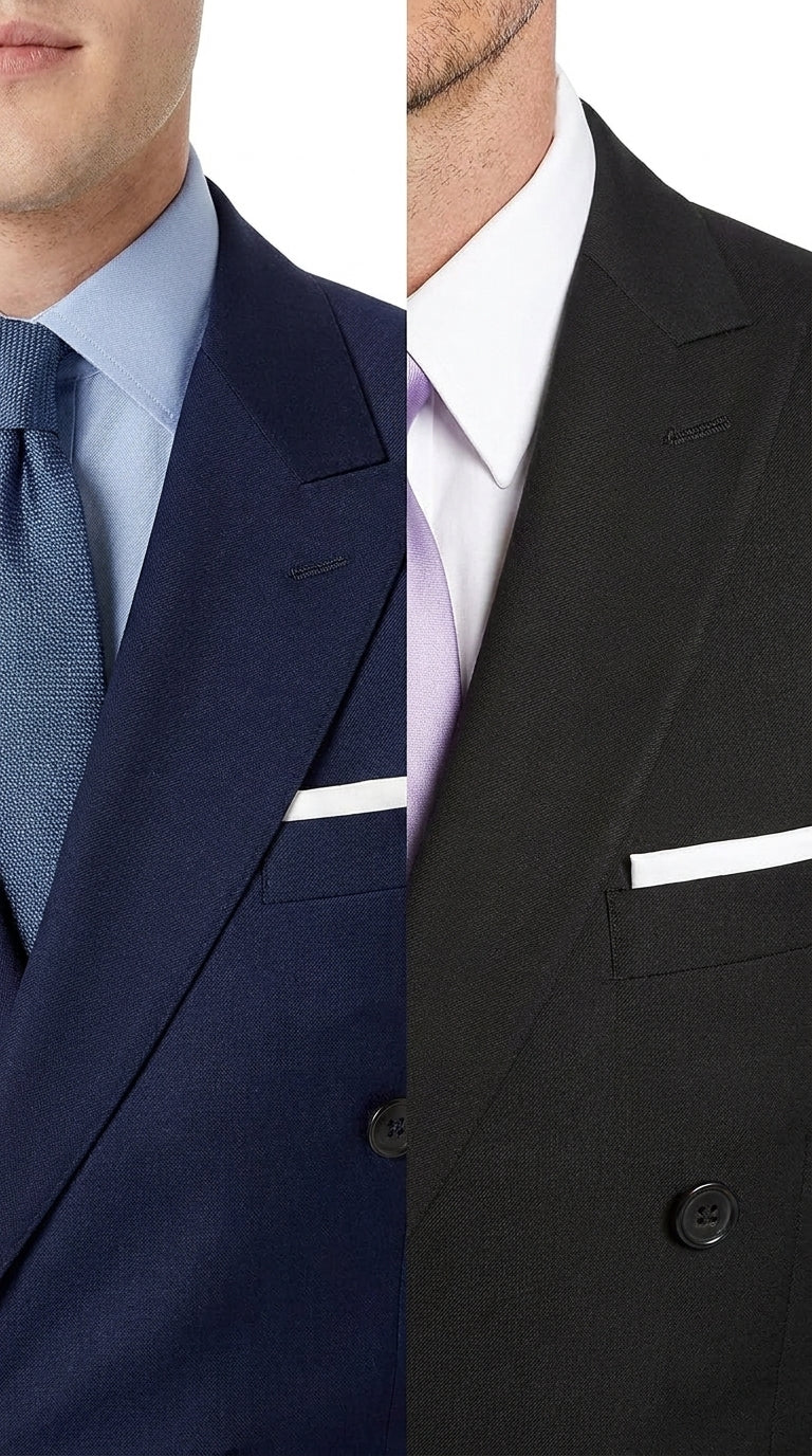 Tiglio Men’s Solid Wool Double Breasted Suit, Classic Fit Business Wedding Formal Suit