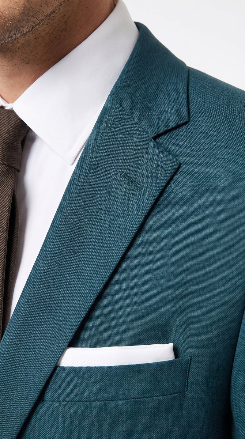 Men’s Dark Teal Suit, Teal Blue 2 Button Formal Wedding Business Suit